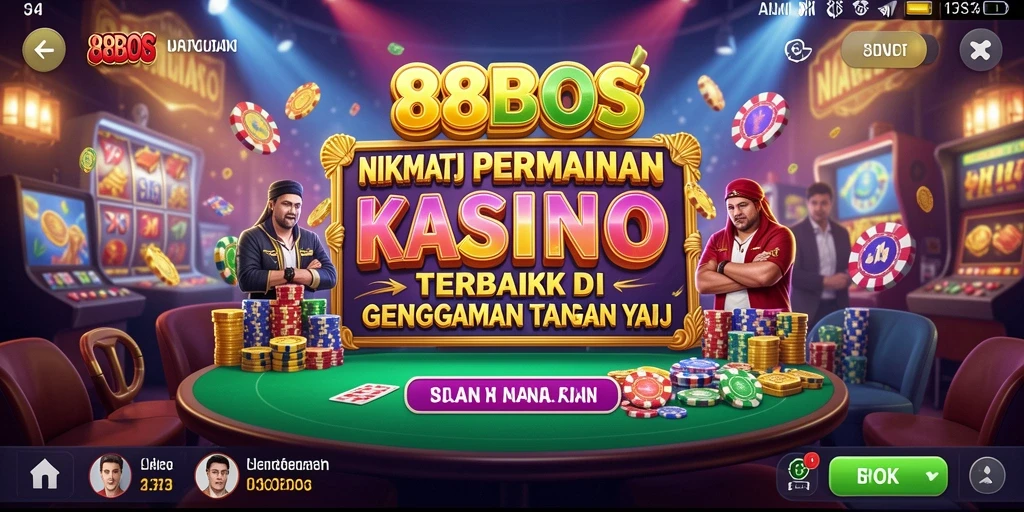 Tampilan utama gameplay 88BOS dengan suasana kasino yang mendebarkan.