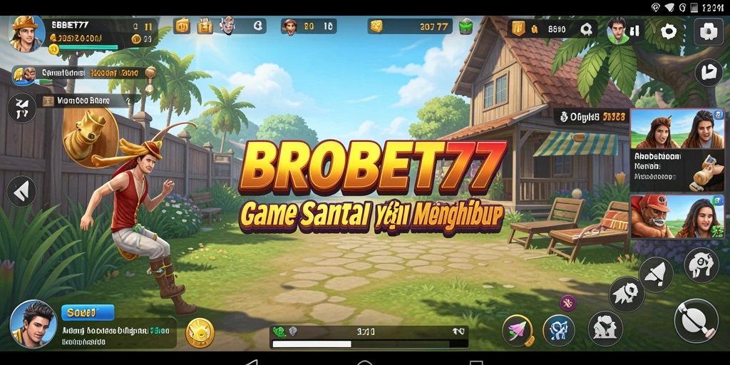 Tampilan gameplay BROBET77 yang penuh warna dan menghibur.