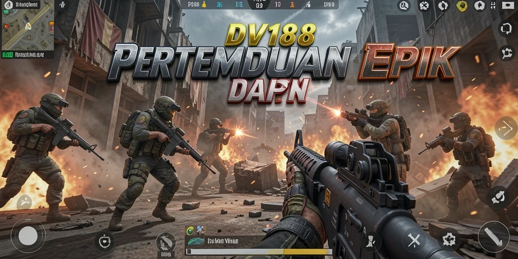 Tampilan seru dari gameplay FPS di DV188.