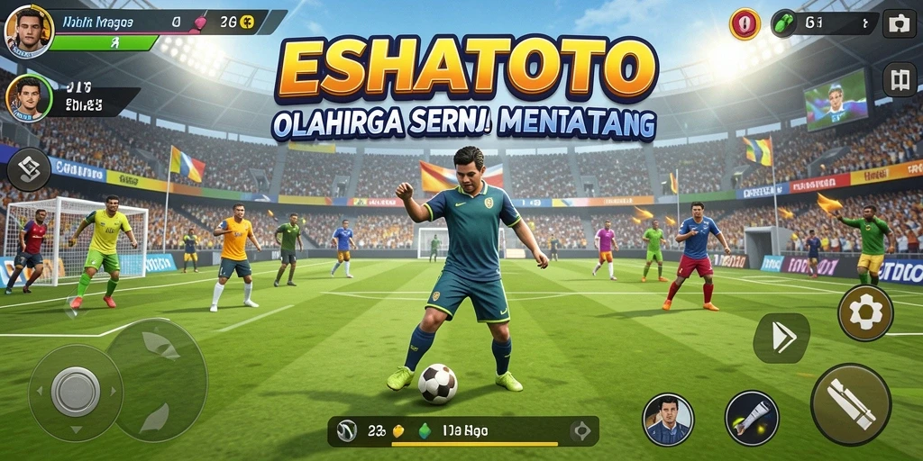 Tangkapan layar ESHATOTO menampilkan aksi seru di lapangan olahraga.