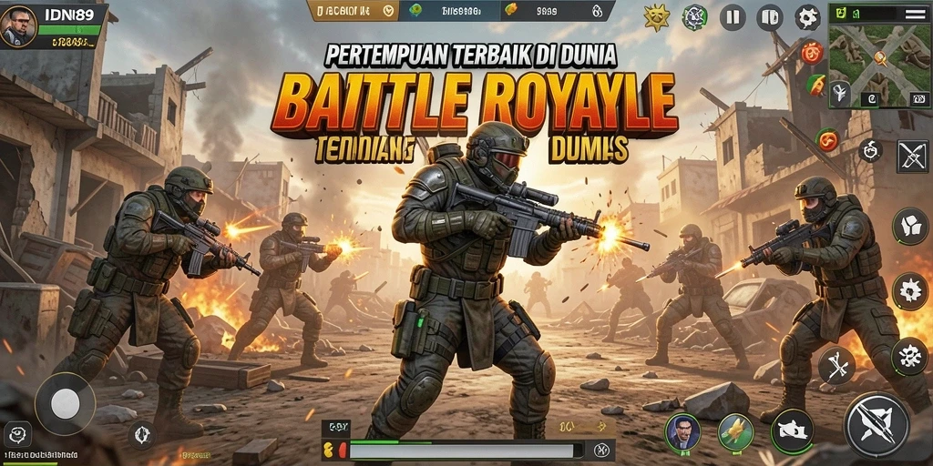 Gameplay mendebarkan di IDN89 menampilkan aksi Battle Royale yang intens.