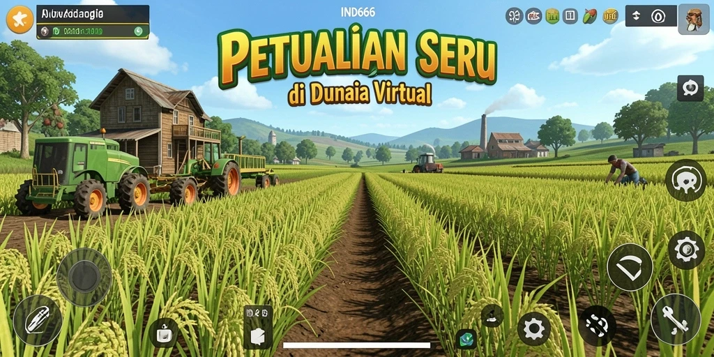 Tangkapan layar utama <strong>IND666</strong> menampilkan aksi bertani yang mendebarkan dan interaktif.