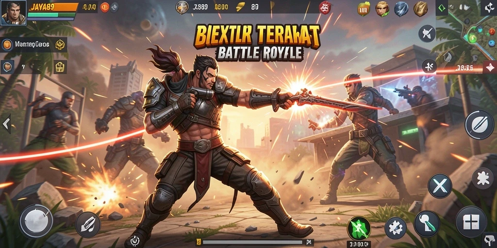 Tampilan permainan Battle Royale di JAYA89 dengan aksi menegangkan.