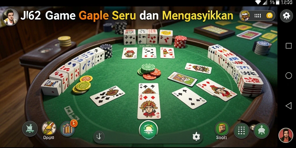 Screenshot JJ62 menunjukkan gameplay Gaple yang mengasyikkan.