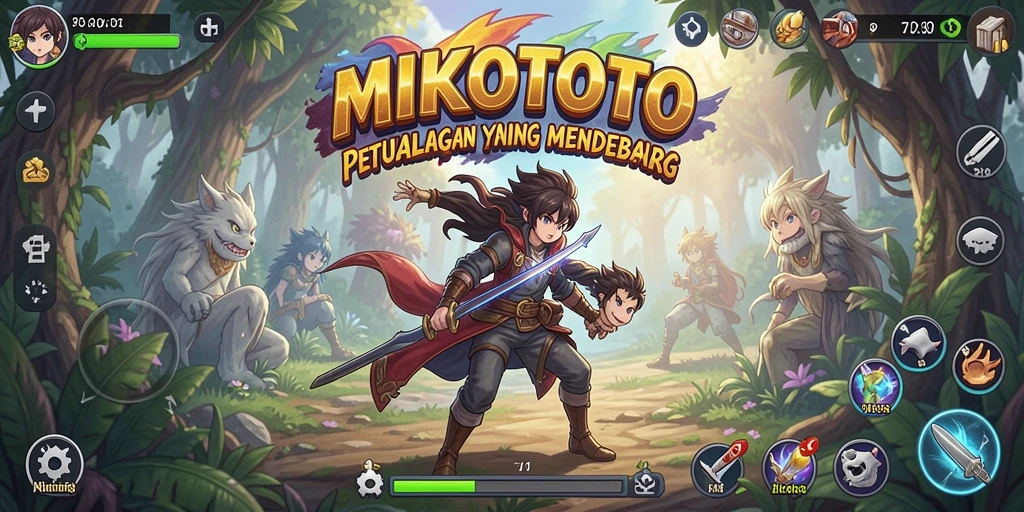 Tampilan gameplay MIKOTOTO yang penuh warna dan aksi seru.