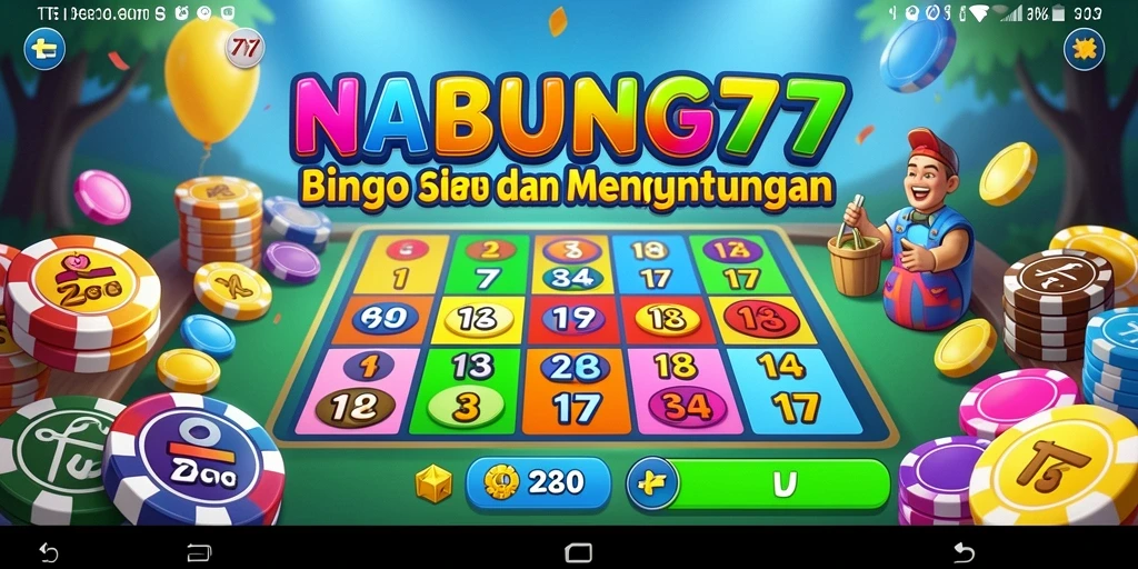 Screenshot NABUNG77 menampilkan gameplay Bingo yang seru dan interaktif.