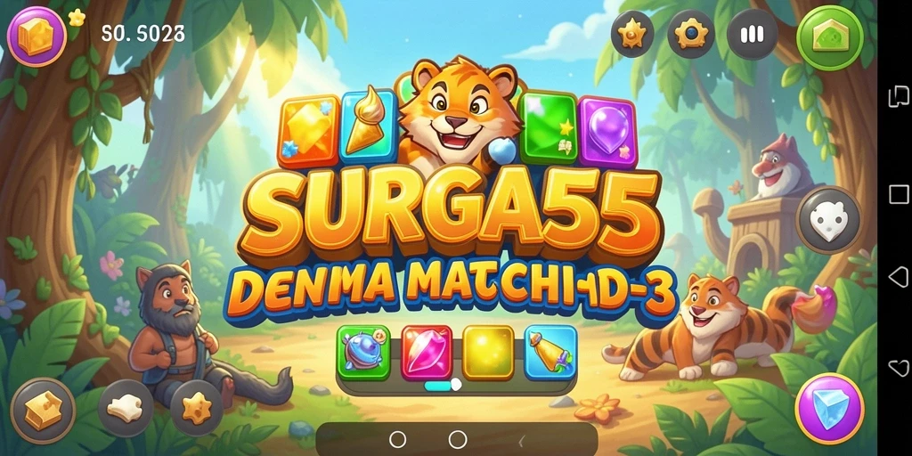 Tampilan gameplay seru saat mencocokkan permata di SURGA55.