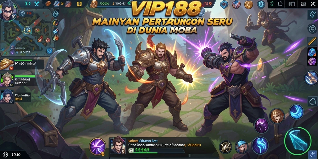 Screenshot gameplay MOBA dari VIP188 yang menampilkan aksi mendebarkan.
