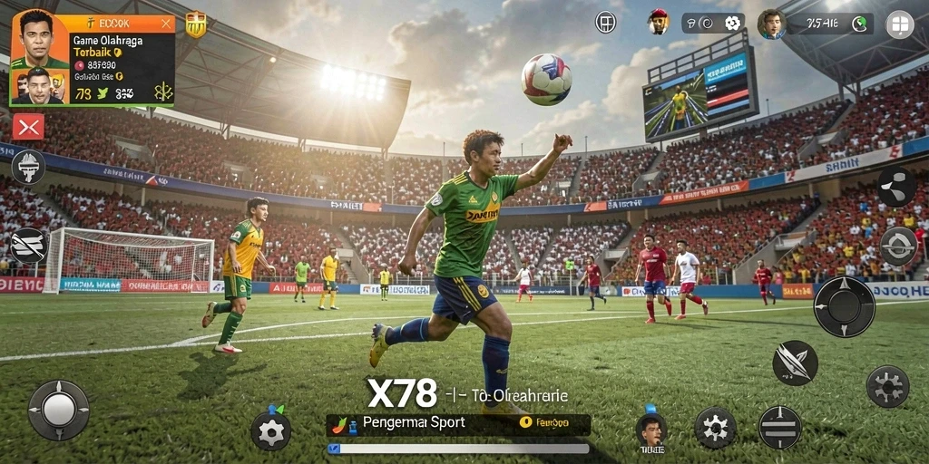 Screenshot X78 menampilkan aksi seru dalam pertandingan olahraga.